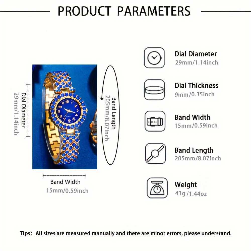 6pcs/set Womens Luxury Rhinestone Quartz Watch Elegant Fashion Analog Wrist Watch Synthetic Gem Jewelry Set Gift for Mom Her W250724