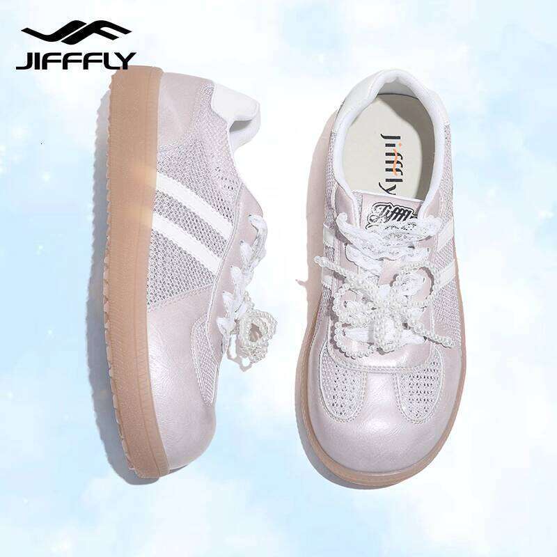 Jifffly Women's Training Shoes 2025 New Fashion Versatile Thick Sole Breathable Lace Mesh White Sneakers