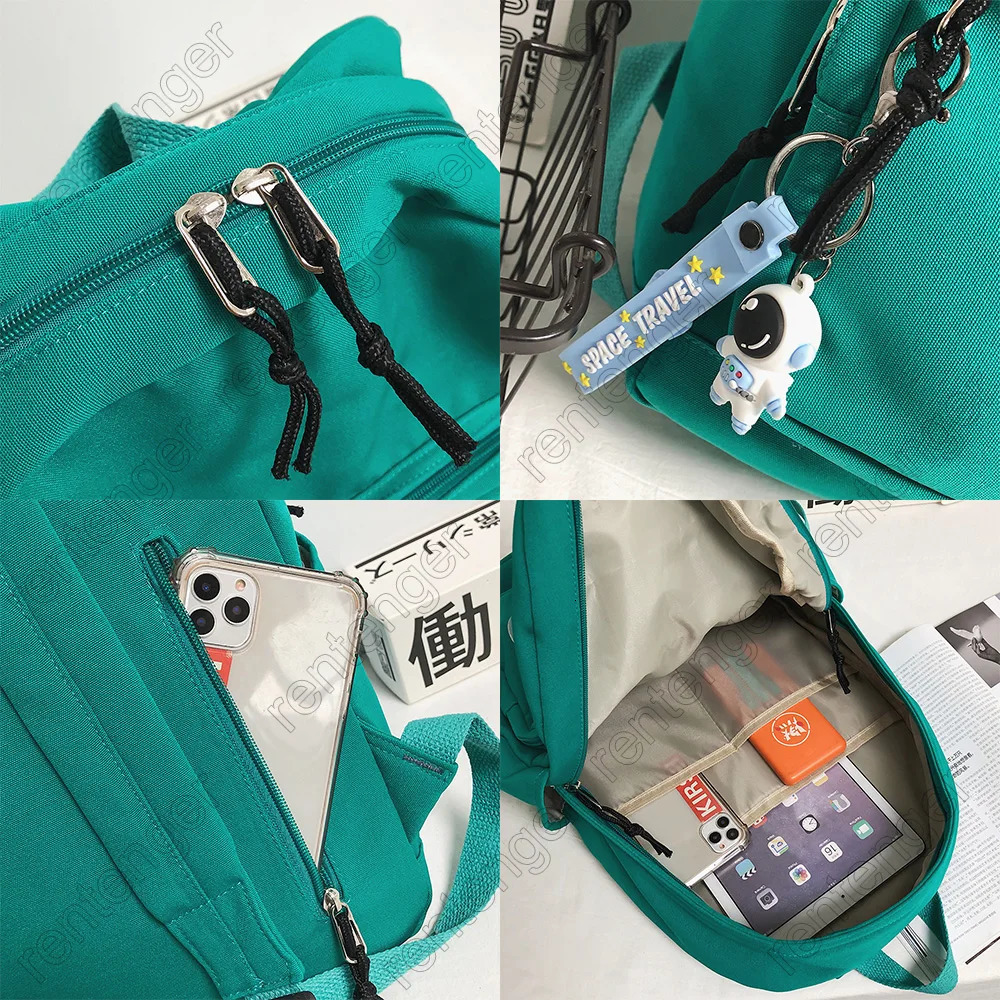 Solid Color Fashion School Bag College Student Women Backpack Trendy Travel Lady Laptop Cute Backpack Green Female Bag 250723