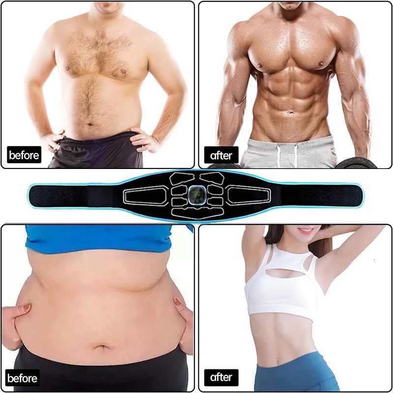 EMS Abdominal Toning Belt Muscle Toner Electric Muscle Stimulation Portable Fitness Massager for Abdominal Weight Loss and Body Shaping W250724