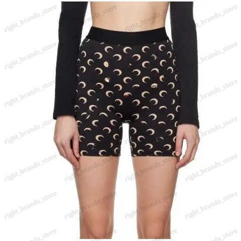 Internet Celebrities Star with The Same Moon Crescent Moon Niche Women Black Sports Shorts T250724