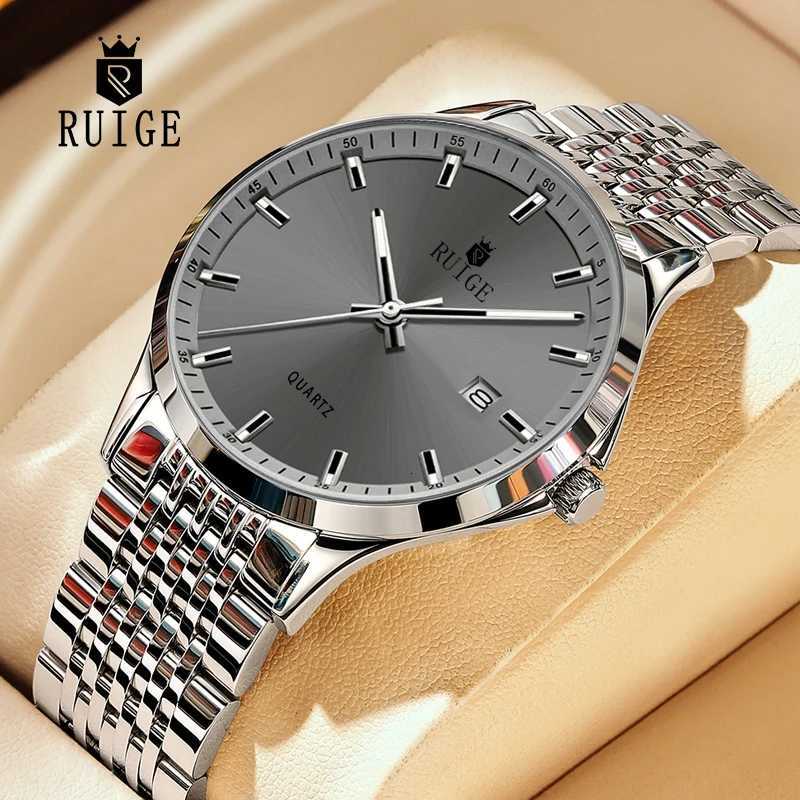 RUIGE Business Mens Quartz Watch Stainless Steel Calendar Mens Night Light Waterproof Fashion Versatile Watch B2-2 W250724