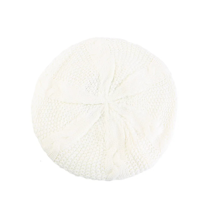 Women Casual Plain Color Knitted Beret Hat Winter Warm Vintage Wool French Artist Beanie Cap Painter Hat Girls Acrylic Hat 250722