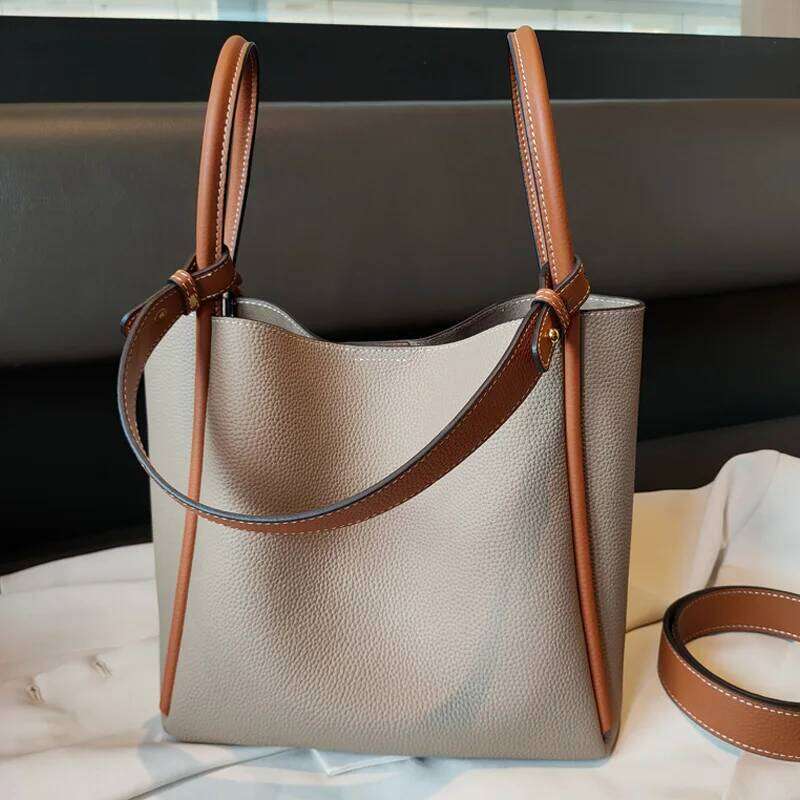 Luxury Designer Niche Lady Fashion Patchwork Portable Leather Crossbody Convex Vegetable Basket Women Bucket Shoulder Bag