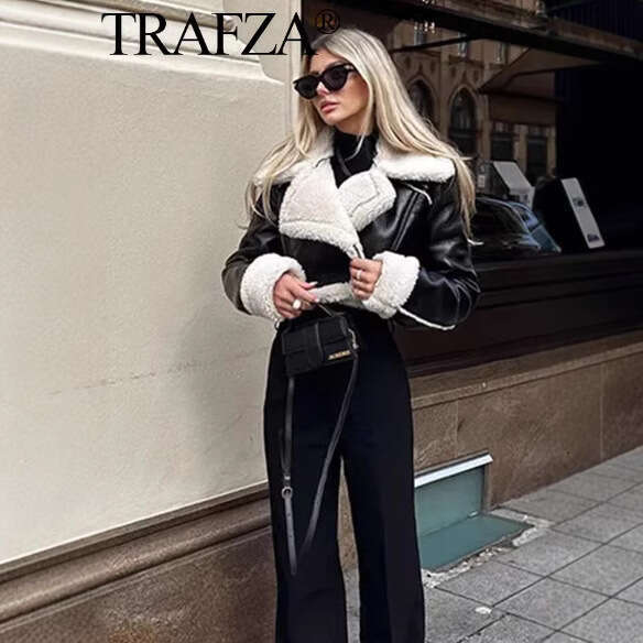 TRAFZASHEIN Style Women's French Casual Reversible Short Jacket Coat B5