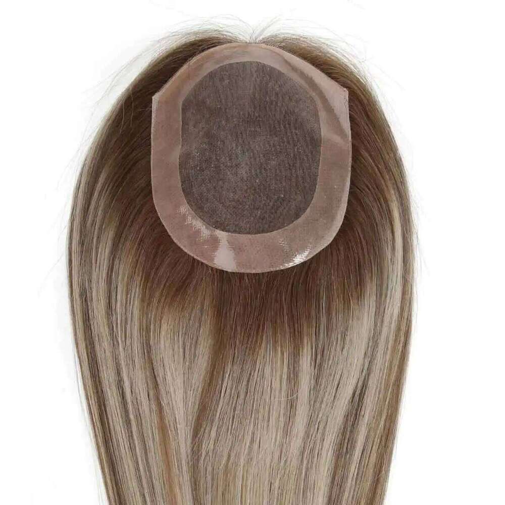TUW25 Pieces Women's Thinning Mono 100% Virgin Human Hair Topper for Women Natural Looking