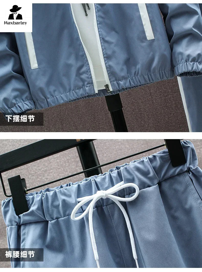 Spring And Autumn Mens Sportswear Suit Hooded Colorblock Casual Jacket Pants Suit Mens Teenager 2-piece Jogger Sweatshirt 250717