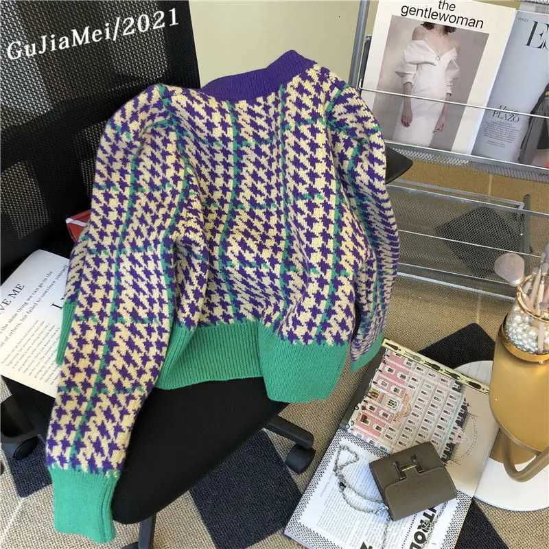European Goods Colored Thousand Birds Knit Cardigan Women 2023 Autumn and Winter New Round Neck Fashion Retro Short Sweater Tops X250724
