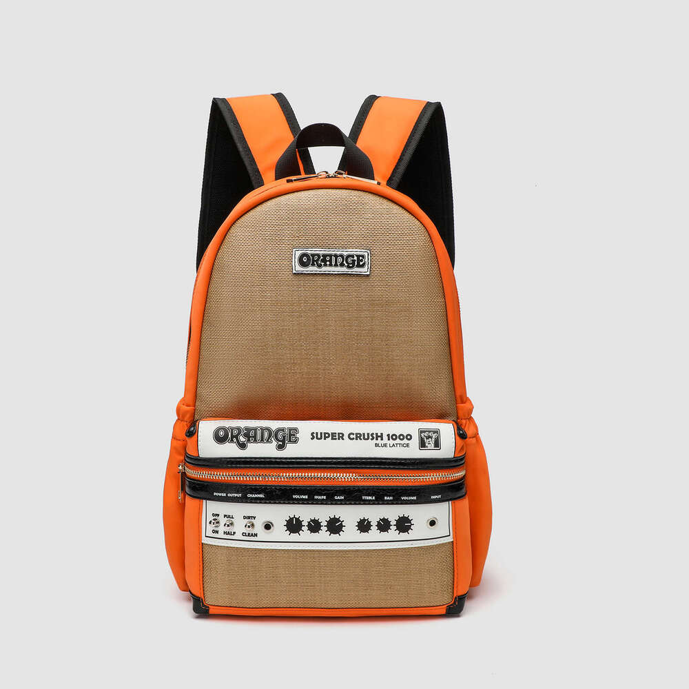 Backpack men's orange speaker backpack large capacity trendy casual street personality fashionable backpack