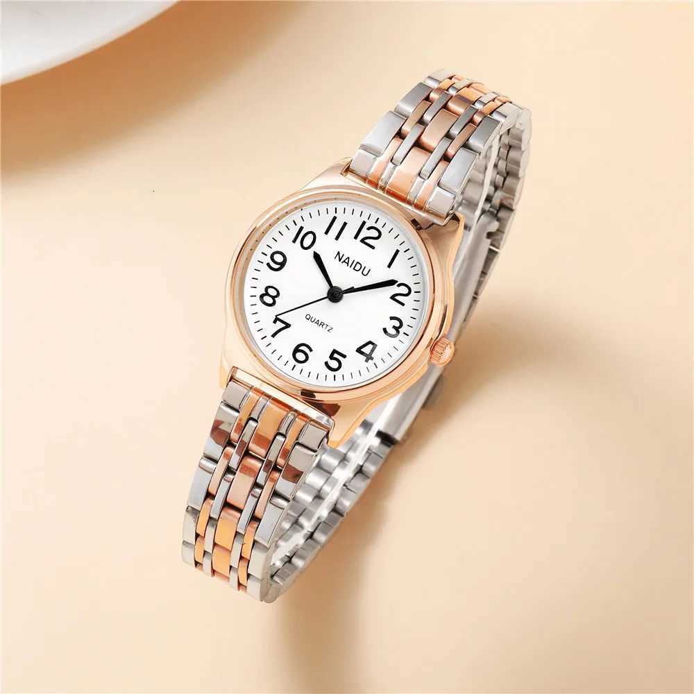 luxury small round dial women quartz steel wrist watch W250724