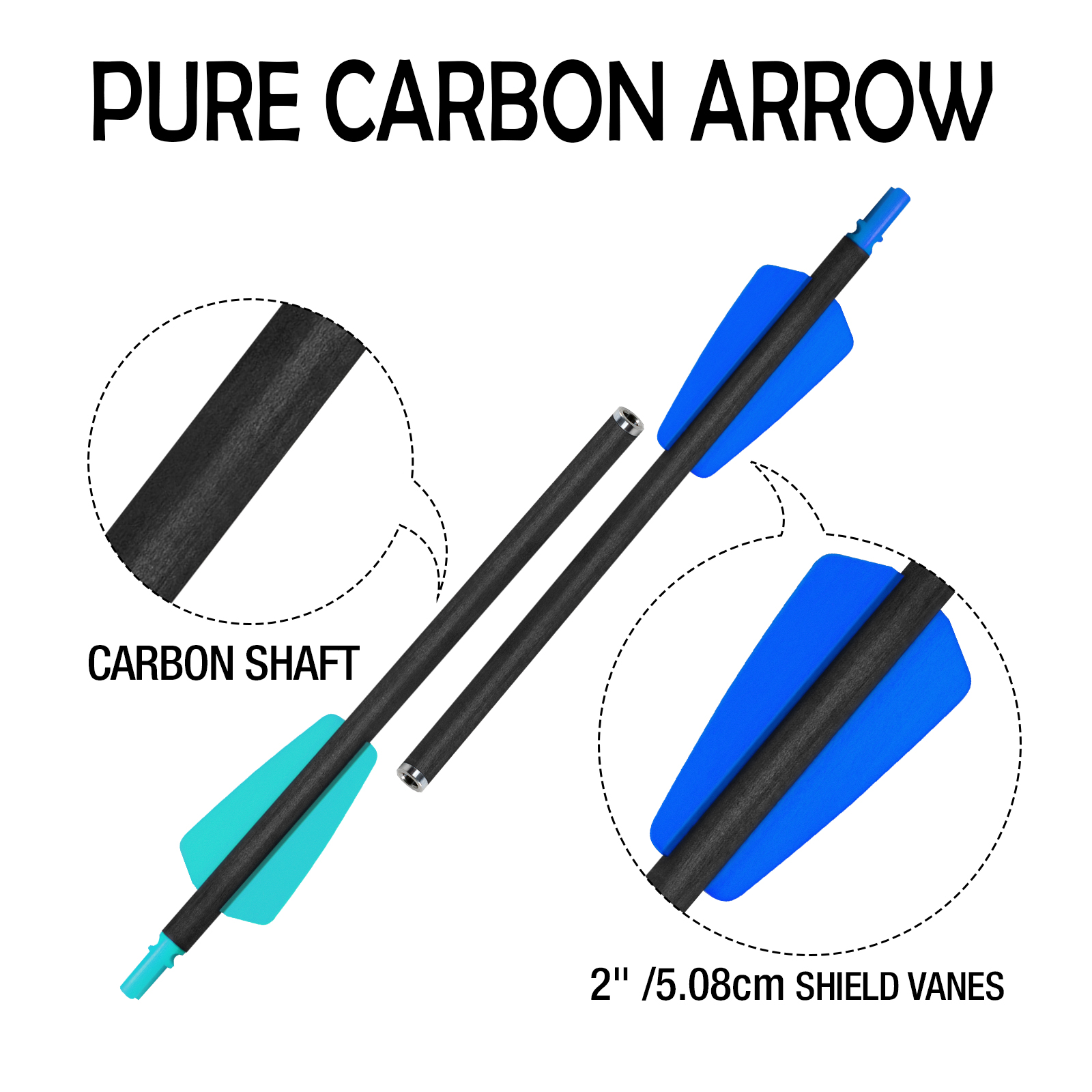 Crossbow Bolts without Arrowheads Crossbow Arrows Carbon 7.5 inch Hunting Arrows without Arrowheads 12 PcsHalf-Moon Nocks Archery Arrows