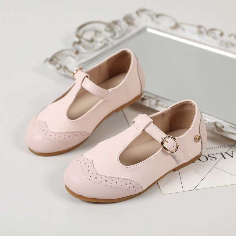 8 New Kids Shoes Children Princess Shoes Baby Girls Beige Leather Shoes Toddler Fashion Flats Soft Sweet Shoes Par Mary Jane XJ250724