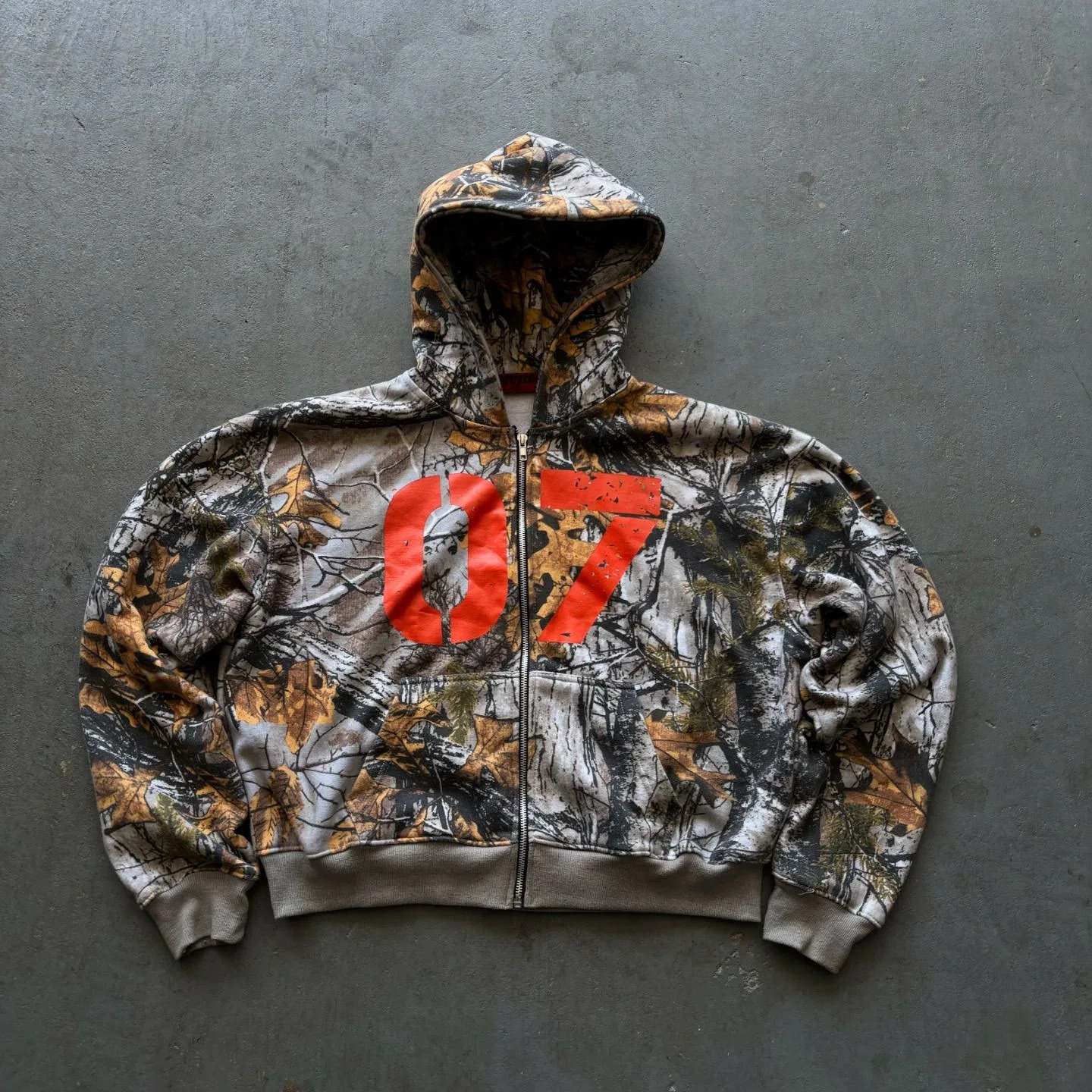 Casual Loose Camouflage Harajuku Pattern Set for Men Autumn and Winter Digital Leaf Pattern Zipper Hoodie Gothic Casual Pants 250717