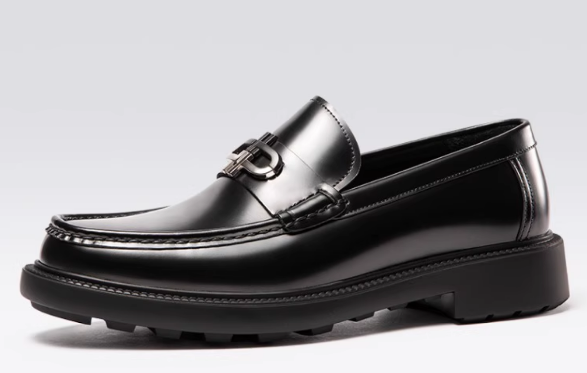 New thick-soled leather shoes for men's round toe British leather heightening and high-end handmade business men's shoes