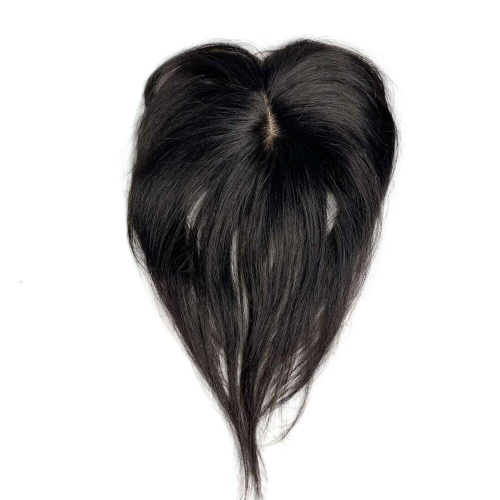 Women's 100% Human Topper with Bangs Clip-In Straight Piece Natural Fringe 25cm False for Quick Hair Volume