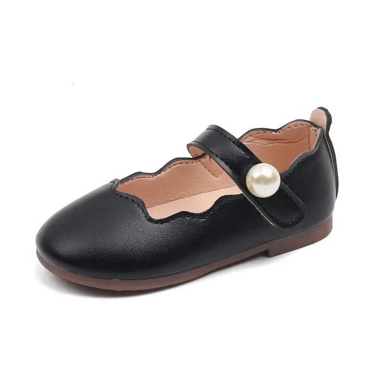 Girls Leather Shoes for Party Wedding Solid Color Kids Princess Shoes with Big Pearl Round-toe Children Shallow Moccasin Shoes XJ250724