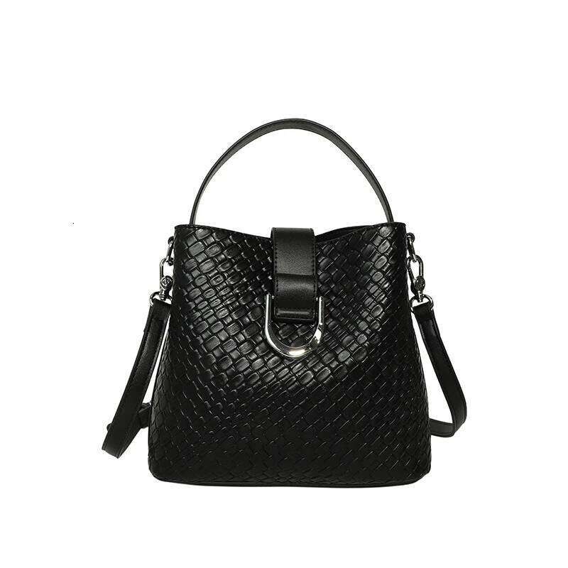 Lanjia- Design Handbag Fashionable Women Chain Strap Shoulder Elegant Vintage Zipper Crossbody Large Woven Capacity Bucket Bag 1D10e
