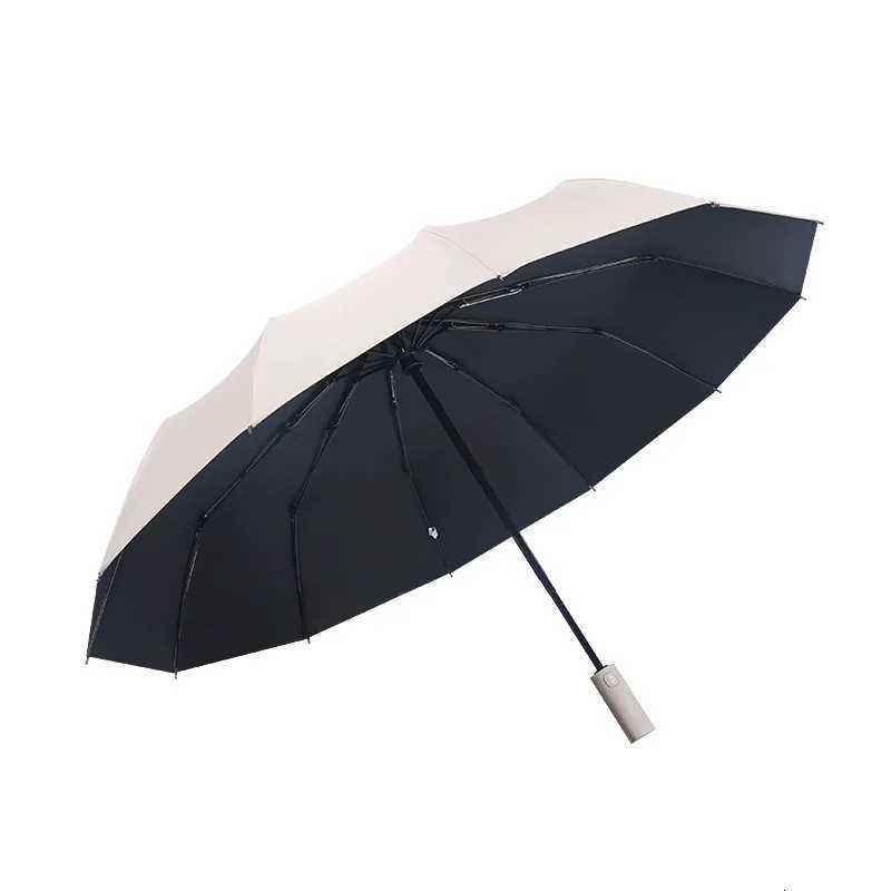 12 Bone Black Glue Fully Automatic Umbrella With Thick And Durable Keel Three Fold Umbrella UV Resistant Folding Umbrella. R250724