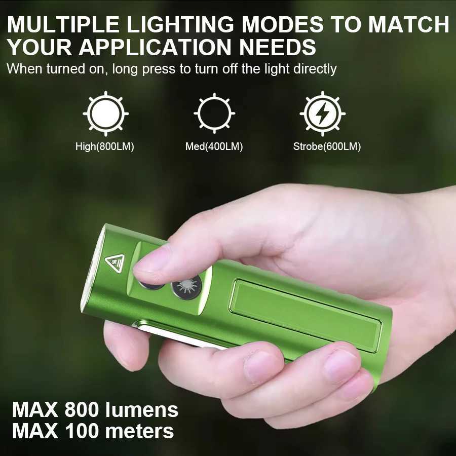 Multifunctional EDC Flat LED Flashlight with Green Beam Rechargeable RGB Side Light Outdoor Waterproof Lantern Camping Hiking S250723