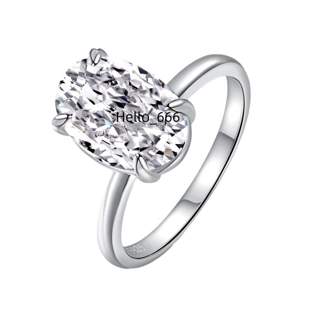 S925 Sterling Silver High-End Fashion Design Cross-Border 8*11 Oval Pigeon Egg Moissanite Ring for Men Women 194# Colorful