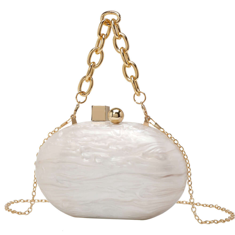 Designer Luxury Evening Diamond 2024 New Oval Acrylic Evening Fashion Chain Crossbody Shoulder Handheld Clutch Bag