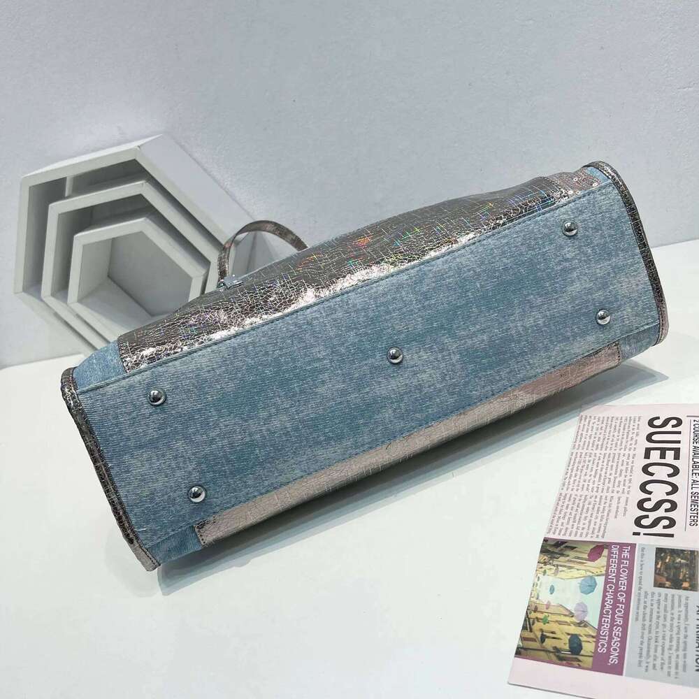 Shine Handbags Denim Fashion Sequins Crossbody Bags for Women Cheap New Purses Top-handle Tote Bag Bolsa