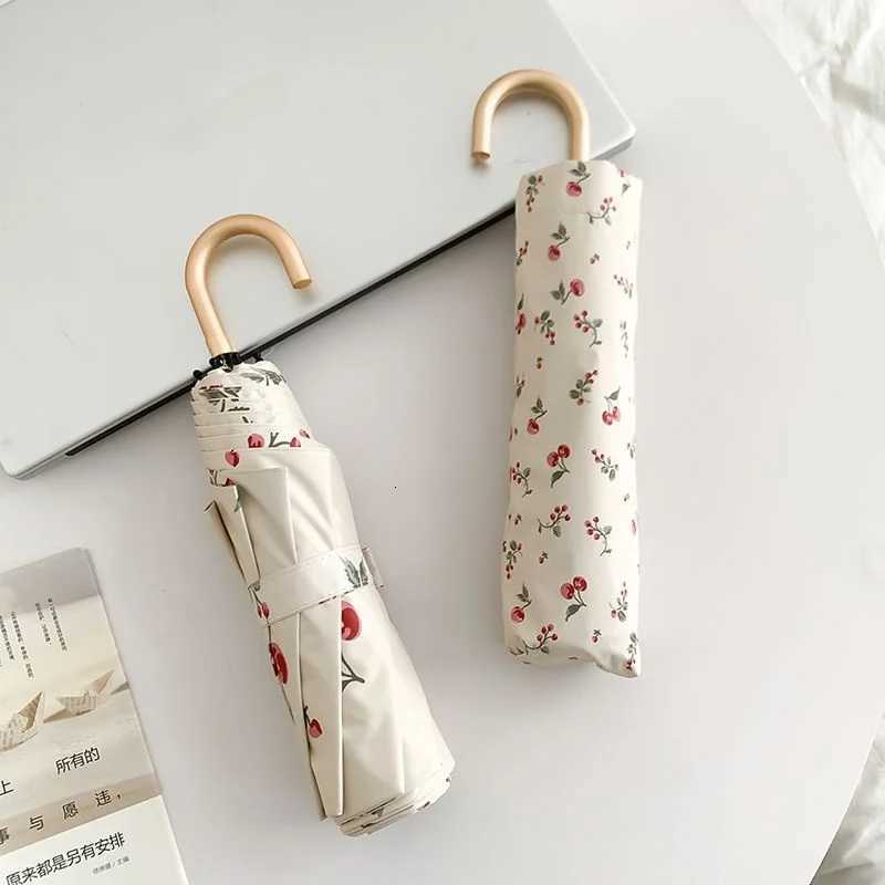 Retro Bend Hook Sun Umbrella Portable Black Glue Sunny Rain Two Way Manual Sunshade Cact Foldable UV Protection Home Use R250724