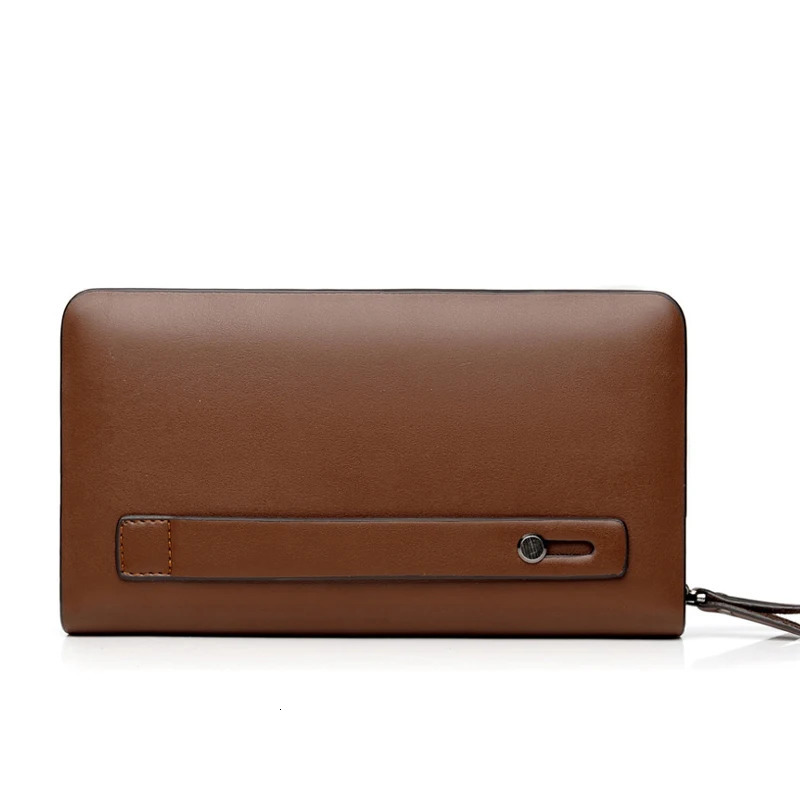 High quality solid color PU leather double zipper n mens handbag bolsos para hombre clutch sacoches hommes bag men 250723