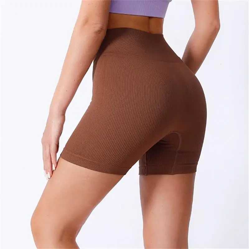 High-waisted Yoga Pant For Women Designed To Lift And Shape Tight-fitting With Solid Color And Ribbed Texture Sports Shorts XJ250724