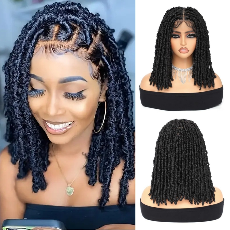 Cornrow Box Braids Hair Look Like Human Hair Wigs with Baby Hair Free Part Knotless Braids Twist Wig Long Burgundy Synthetic Lace Front Wigs Braiding 