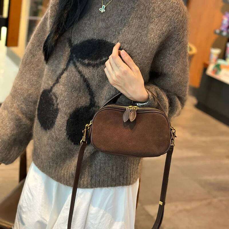 2025 New Small Square Simple Genuine Leather Crossbody Bag, Fashionable And Versatile Cowhide Single Shoulder Women's Bag