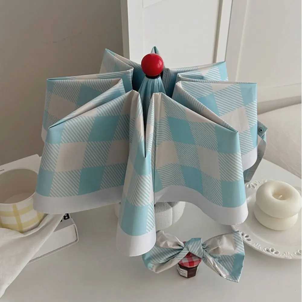 Minimally Designed Grid Sun Protection Umbrella Rain Protection Sun Shading UV Protection Umbrella Stylish Portable R250724