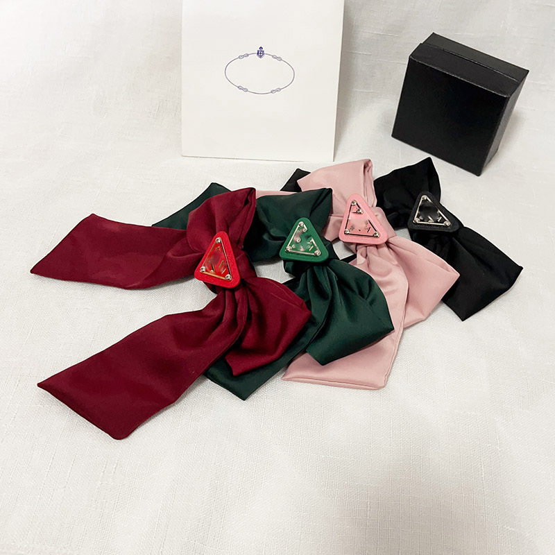 Korean Style Bow Hair Clip Simple And Fashionable Girl's Triangle Logo Spring Clip Top Clip Instagram Internet Famous Retro