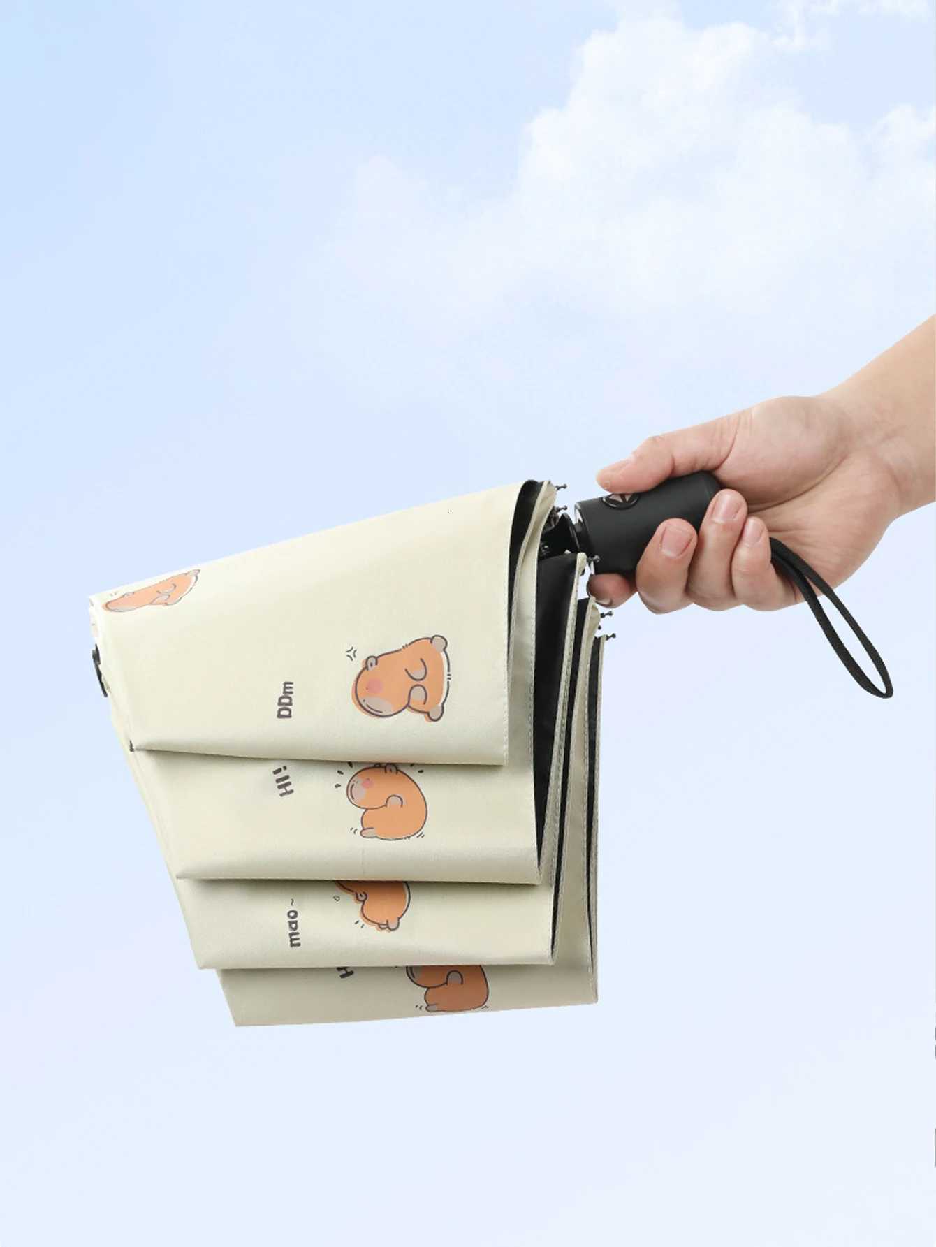 Dog Pattern Folding Umbrella Cartoon UV Protection Sunshade Umbrella Tri-folded Umbrella Automatic/Manual R250724