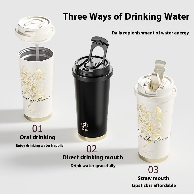 Designer Ceramic Mugs Coating Lined 100% Leakproof Vacuum Insulated Tumbler with Lid and Straw Luxury Iced Tea or Coffee Smoothie Water Bottle