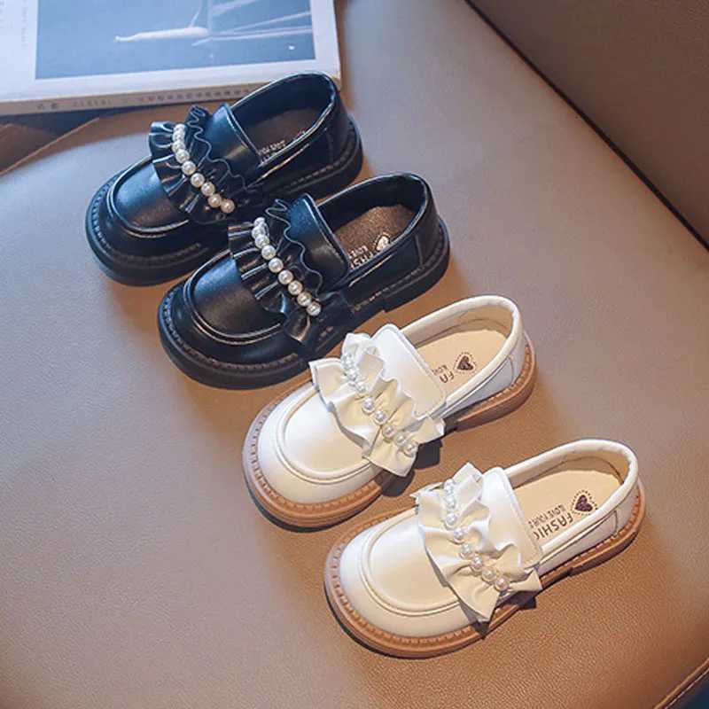 Kids Fashion Loafers Childrens British Style Leather Shoes Toddlers Girls Flat Shoes with Pearls Elegant Princess Shoes XJ250724