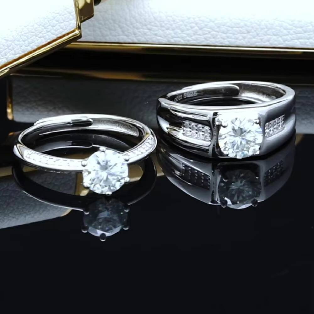 Sterling Silver 925 Jewellery Moissanite Engagement Rings Set
