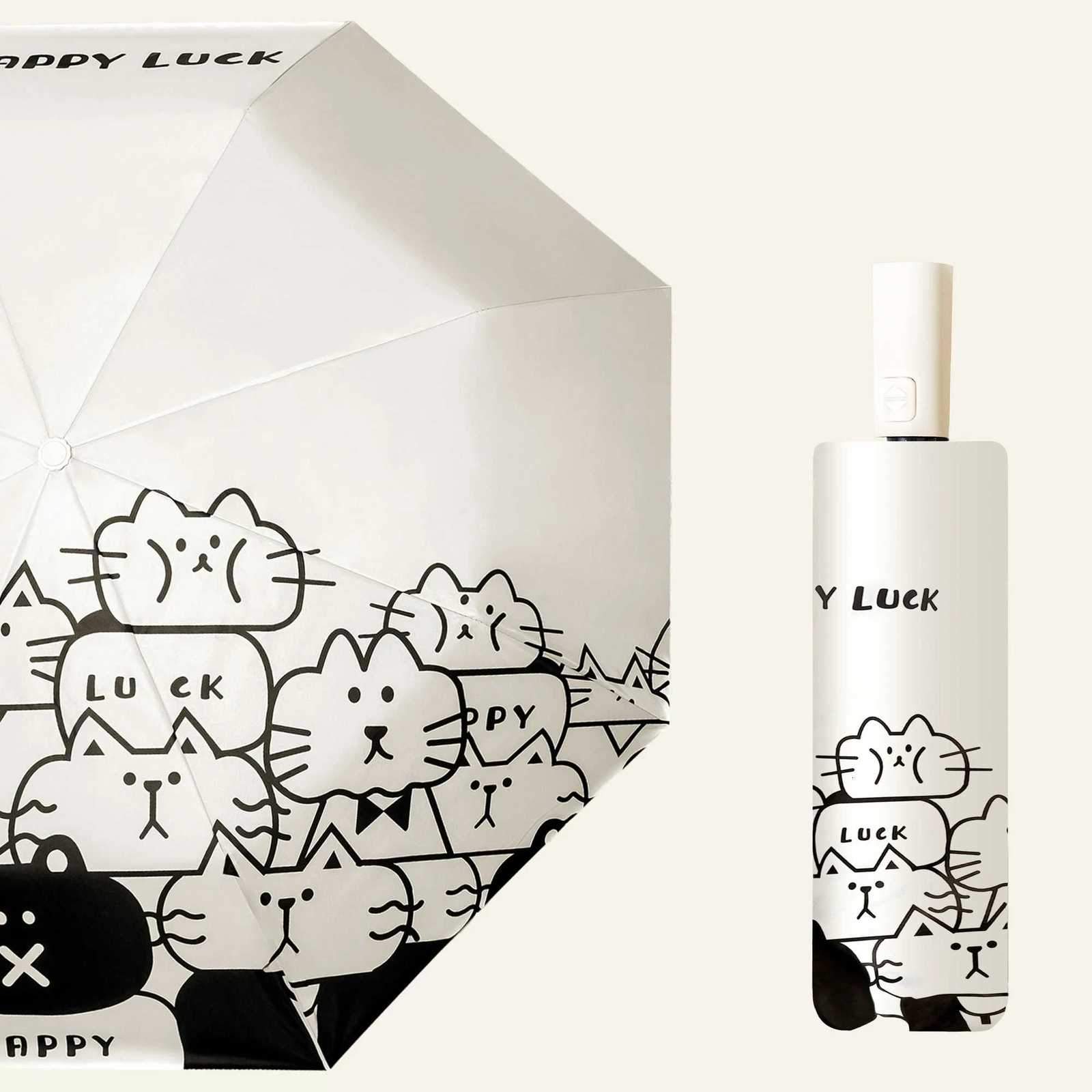 New Cute Cat Design Fully Automatic Folding Umbrella for Men and Women Compact and Lightweight Umbrella for Sun and Rain Outdoor R250724