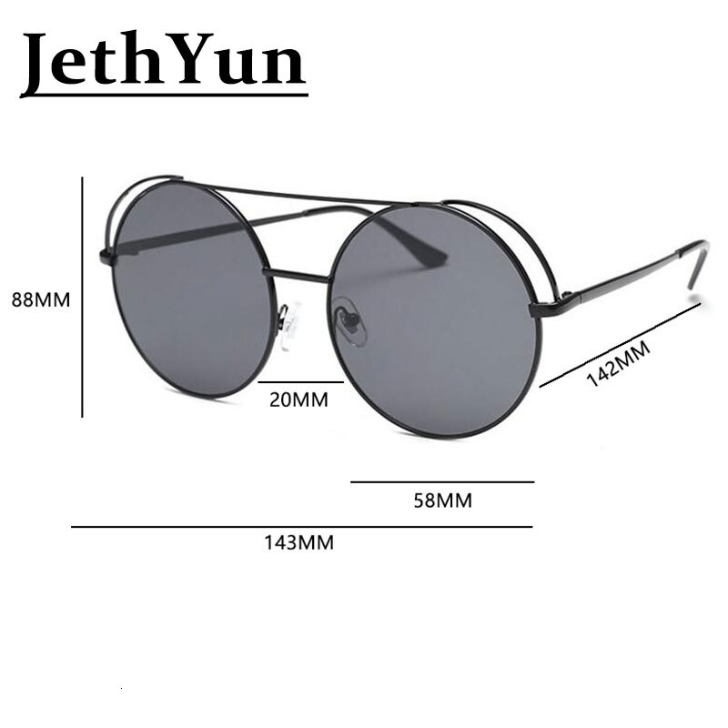 Round Black Sunglasses Women new Trendy Luxury Brand Designer Big Shades Clear Circle Sun Glasses Mens Metal Frame Men Shades