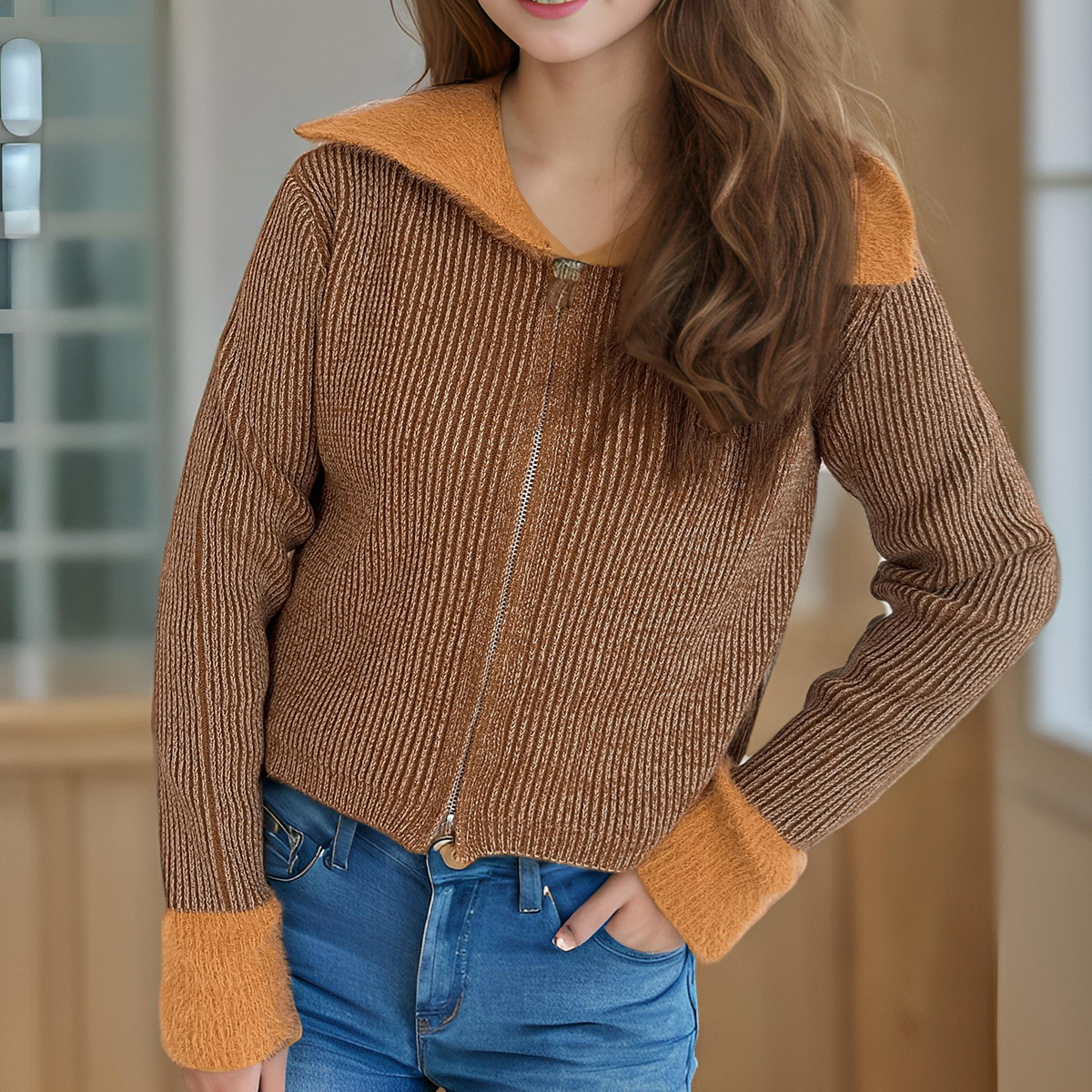 hot Free shipping designer sweater for women Fashionable and minimalist sweater thick and warm loose knit top