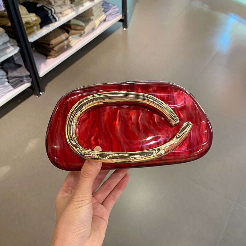 Designer Luxury Evening Diamond Marble Acrylic Clutch Evening Metal Box Square Versatile Party Phone Handheld Crossbody Small Bag