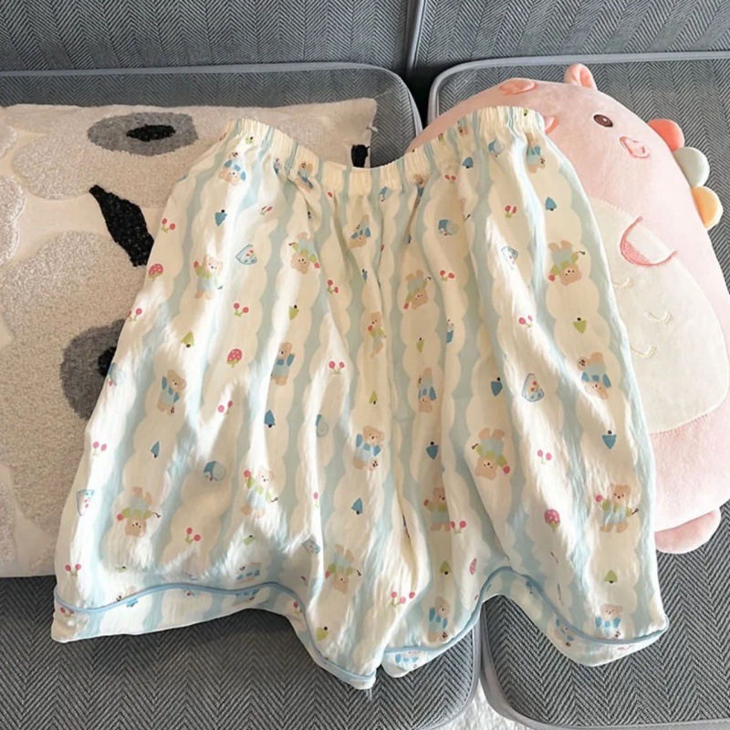 B386-Pure cotton pajamas women's summer new short-sleeved shorts cute sweet girl home clothes suit