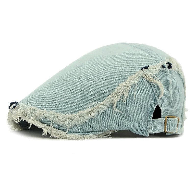 Retro Washed Denim Berets Women Soft Top Burrs Handsome Adult Men sboy Caps Casual Versatile Street Blue Forward Hats 250723