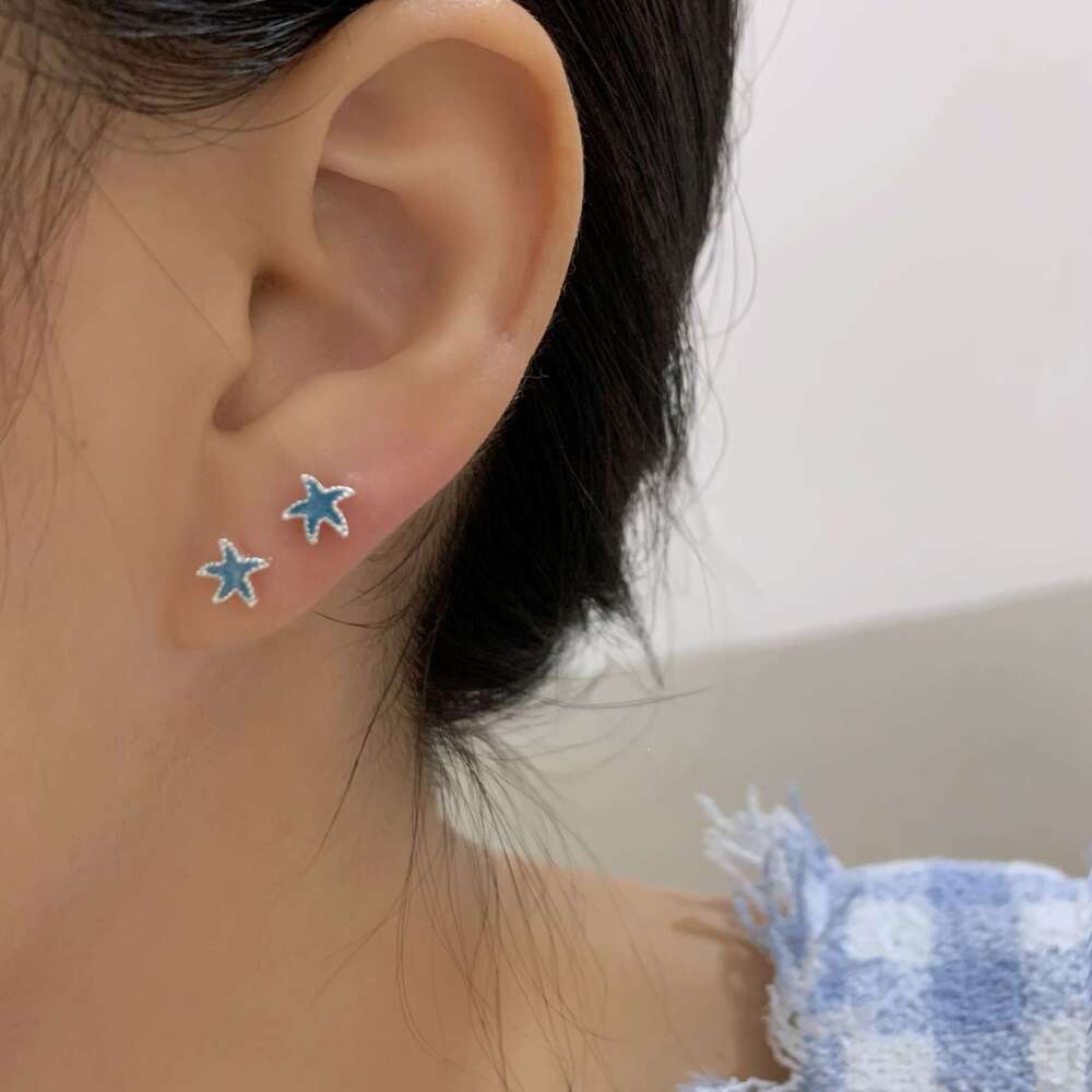 Starfish Shell Asymmetric Earrings for Women, Niche Cool Style, Korean Versatile Earrings, Light , Unique Design Sense, Ear Jewelry
