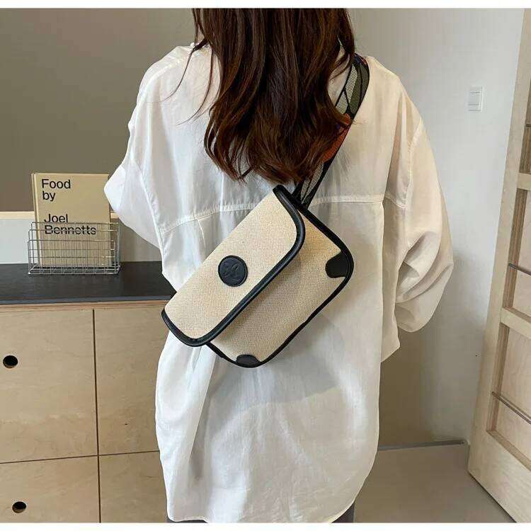 Fashion Canvas Women's Versatile New Trend Contrasting Color Small Square High-End Single Shoulder Messenger Bag