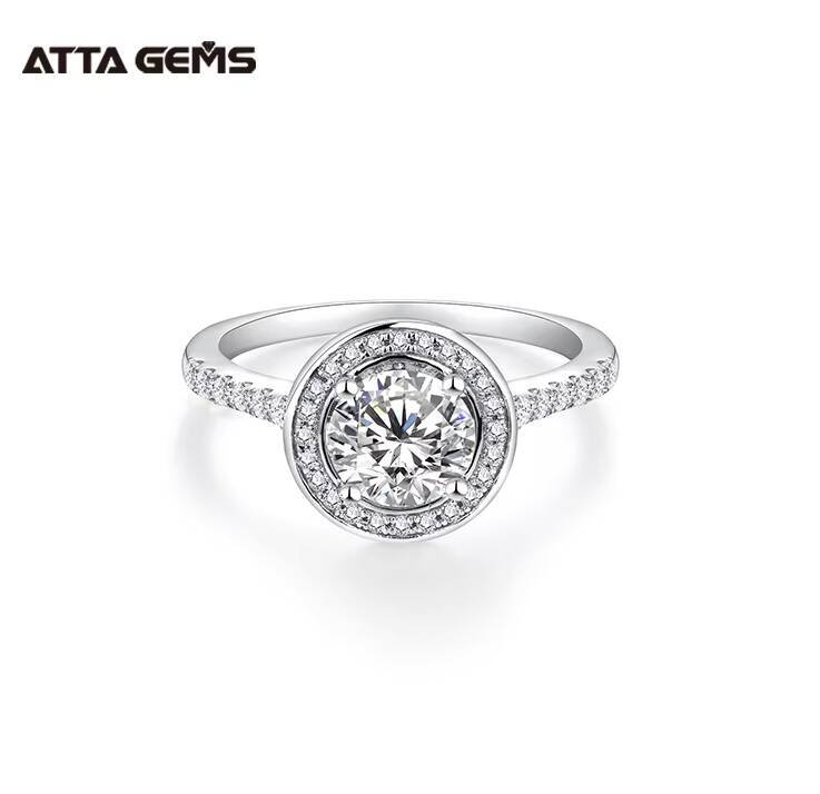 New Luxury Design Moissanite Jewelry Brilliant Round Shape 6.5MM Moissanite 925 Sterling Silver Rings