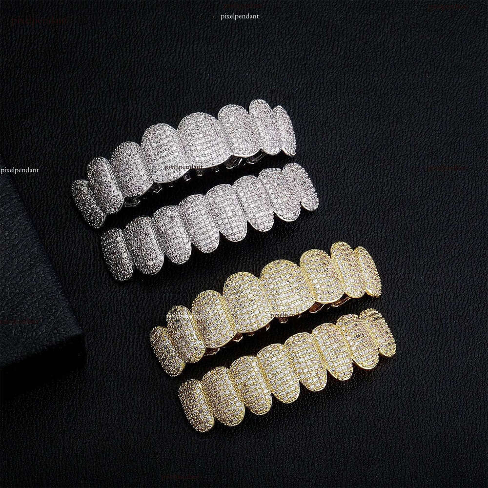 Exclusive customization Moissanite Teeth Grillz iced out Hop Sier decorative braces Real Dia Bling Tooth Grills For Men