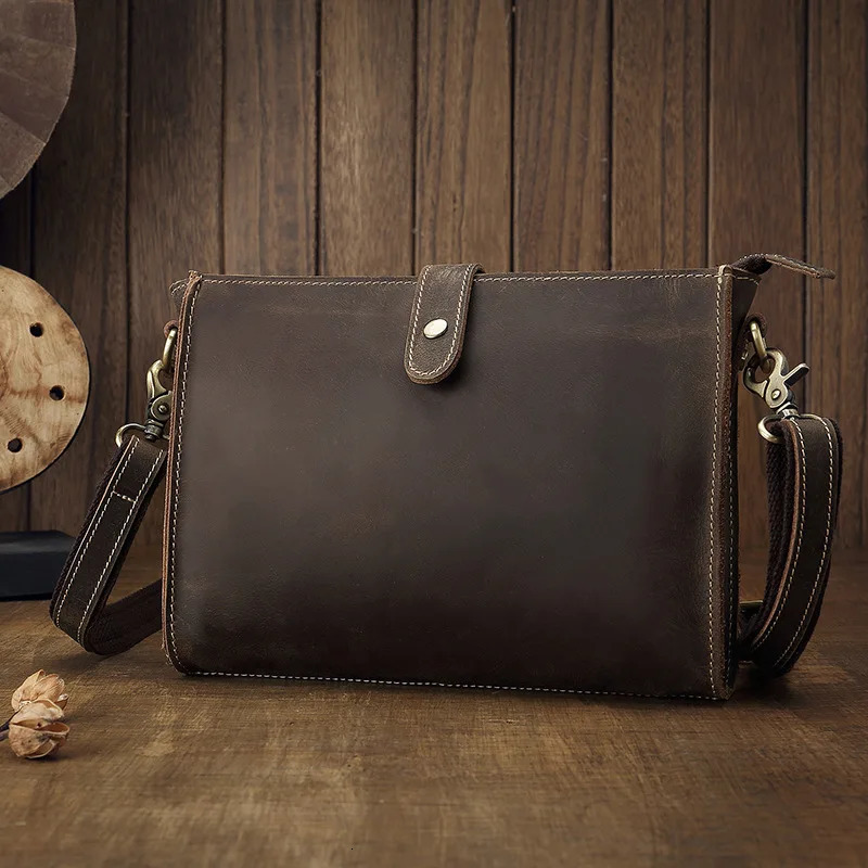 100% Genuine Leather Clutch Bag With Wrist Band 7.9 Ipad Iphone Clutches For Male Men Hand Bag Real Cowskin Mini Shoulder Bag 250723
