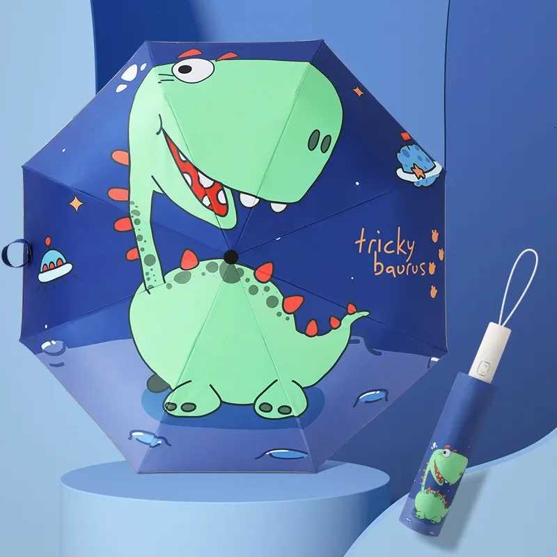 Automatic Umbrella Dinosaur Umbrella Sun Protection and Wind Edge Reflective Strip Non-Springback Design Travel Folding Umbrella R250724