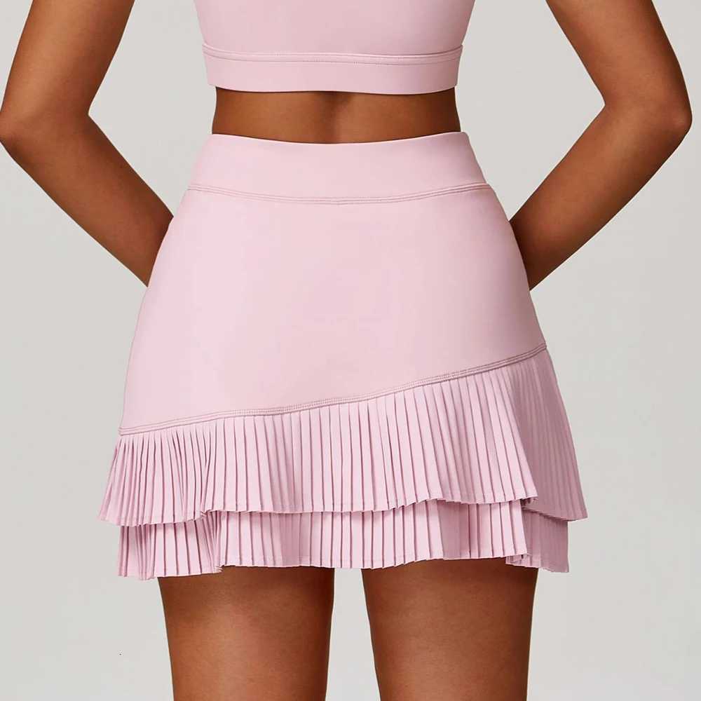 High Waisted Sports Short Skirt Womens Fitness Yoga Quick Drying Tennis Skirt Summer New Cool and Anti-Glare Lined Shorts XJ250724